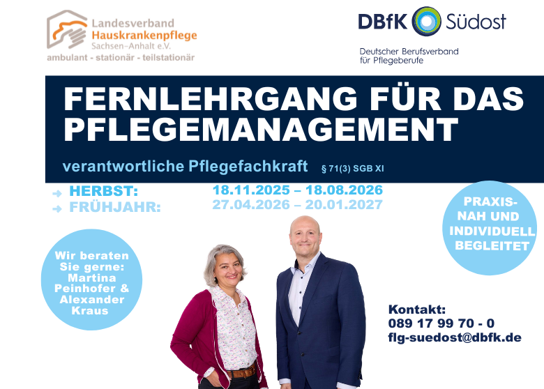 Ab April: Weiterbildung zur Pflegedienstleitung in Magdeburg